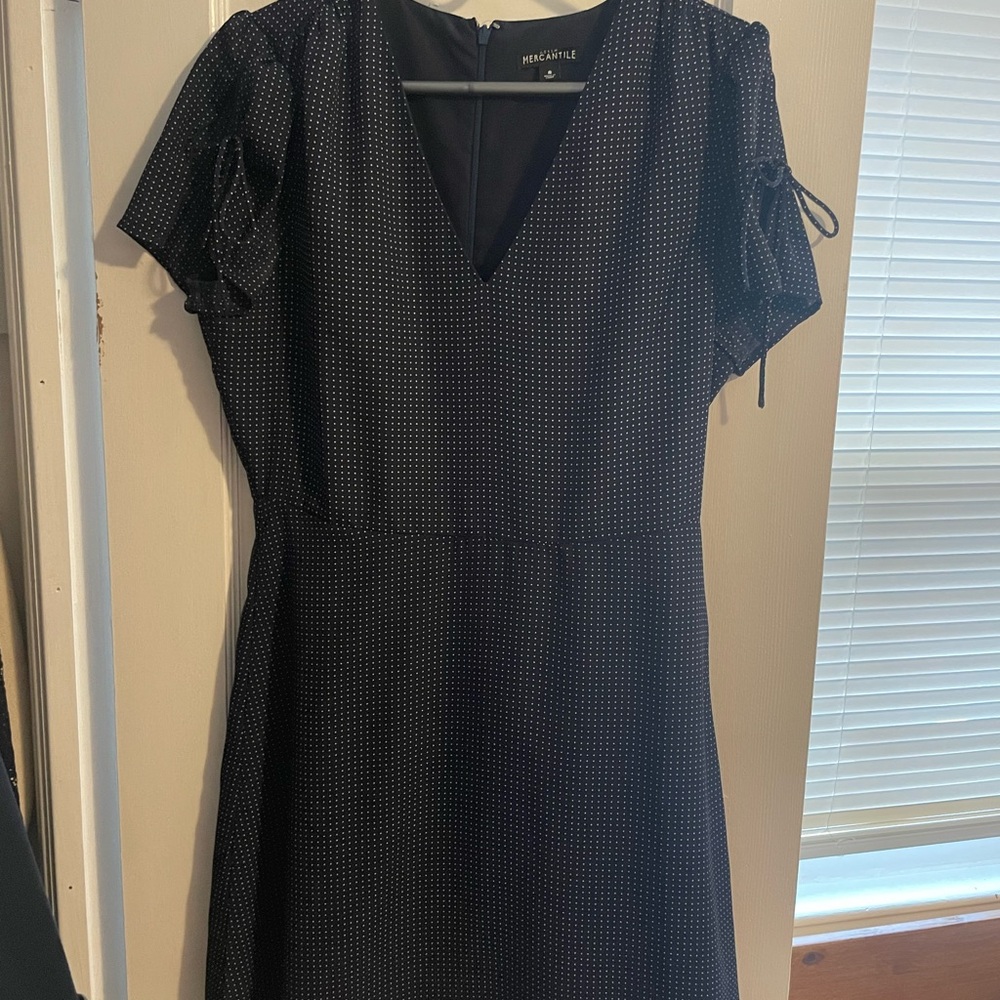 J. Crew Blue Sheath Dress V-Neck Flutter Sleeves